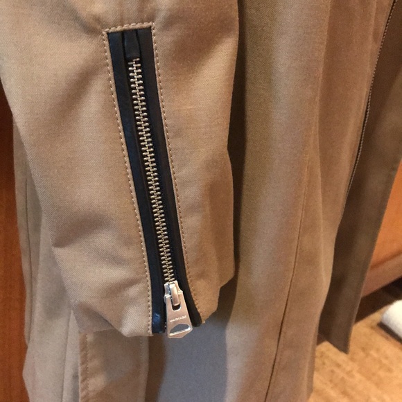 Mackage Estela Trench Coat Tan Leather Trim S EUC - Picture 10 of 15